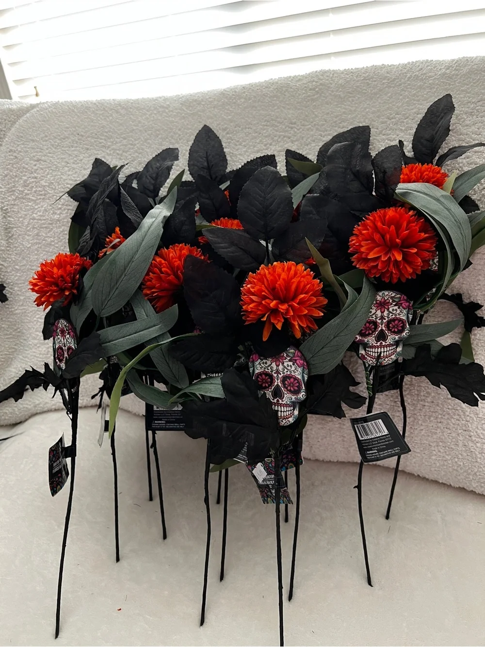 Lot of 12 Stem Day Of The Dead Artificial Flowers Fall Decor Size 15